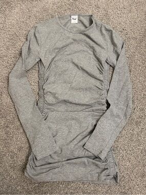TNA Heather Grey Side-Ruching Long Sleeve Top size xs